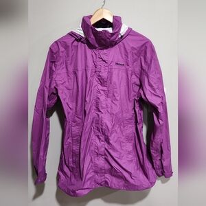 Marmot Purple Hooded Rain Jacket Raincoat, Women's Size XXL, Lightweight